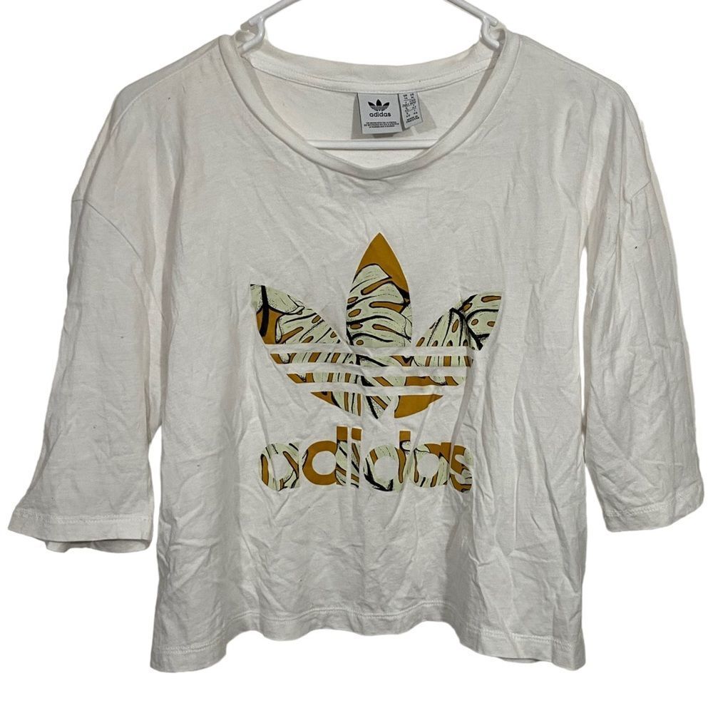 Adidas Graphic Cropped Short Sleeve Athletic T-Shirt